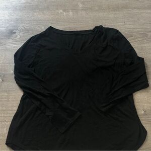 Classic Black V-Neck Long Sleeve Tee